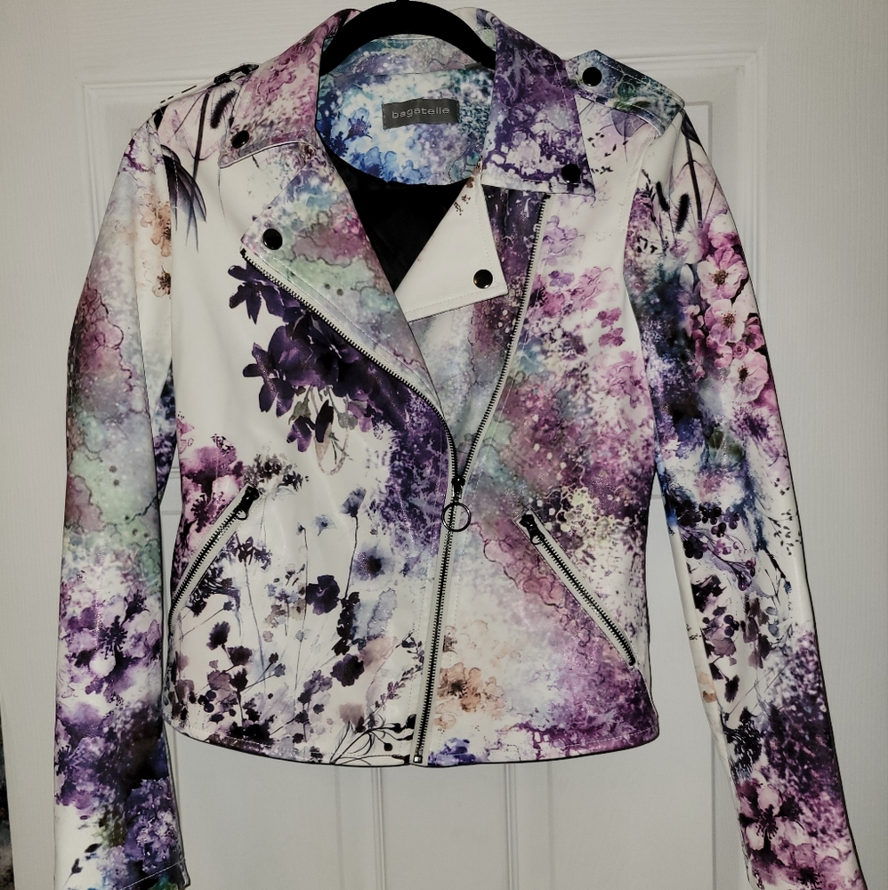 Flower Leather Jacket Size Small